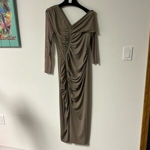 SELF PORTRAIT  Neutral Ruched Dress